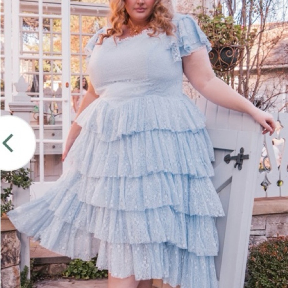 JessaKae Blue Ruffle Tiered Lace Midi Dress Size 5X Mia Disney Bound Tea NWT - Picture 2 of 6